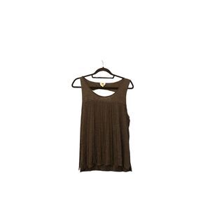 One Clothing Women's Sleeveless Pleated Gray Tank Top With Fringe Size M